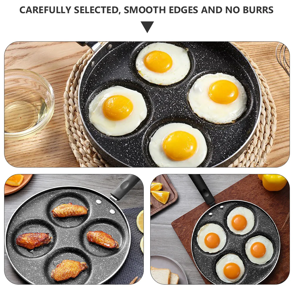 

Four Hole Egg Non stick Frying Pan Medical Stone Omelette Pan Even Heating Wear resistant Bottom Smooth Edges Pancakes Burgers