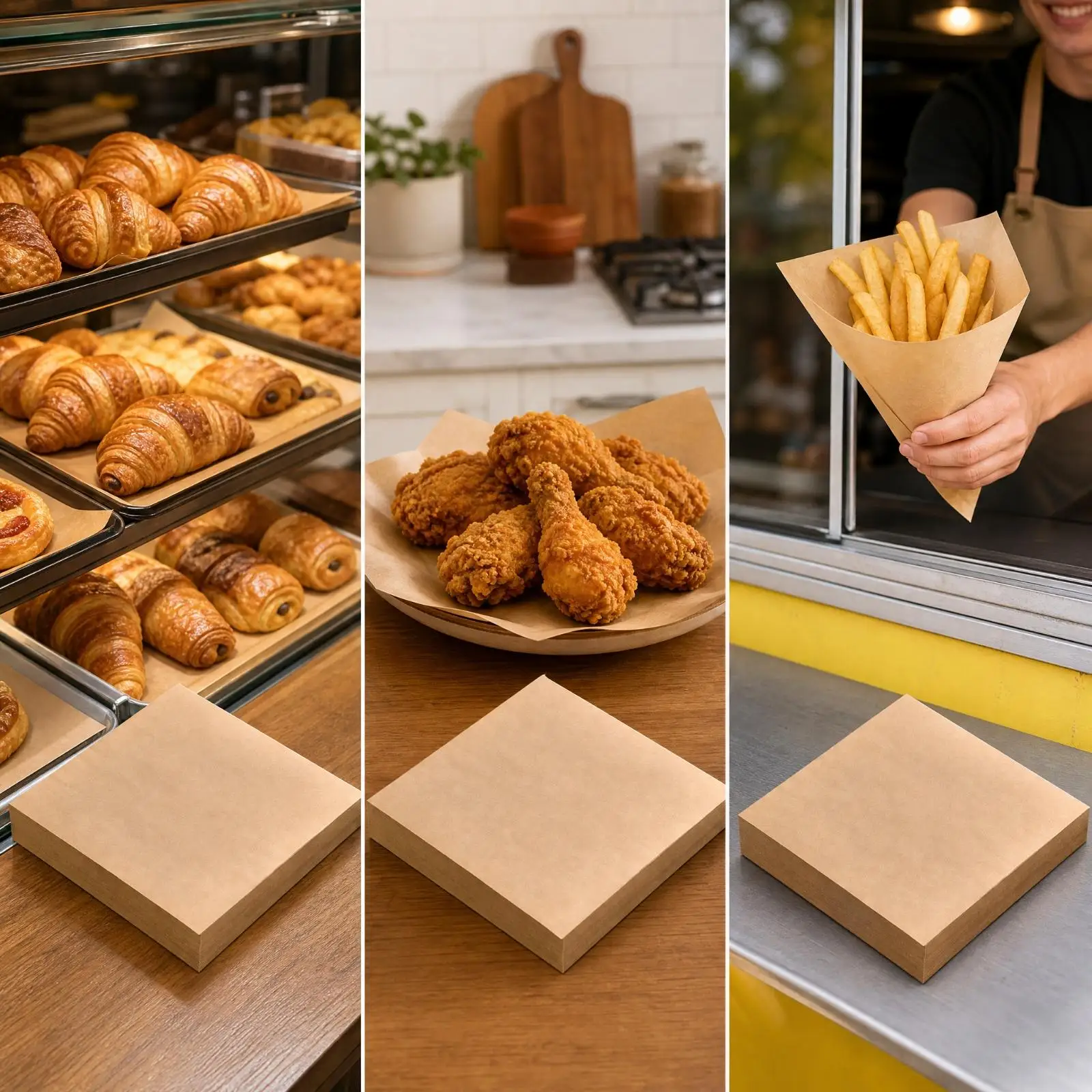 Food Service Oil Proof Paper Liner for Cafes Takeout Counters Pizza Slices Pastry Display Absorbent Sheet