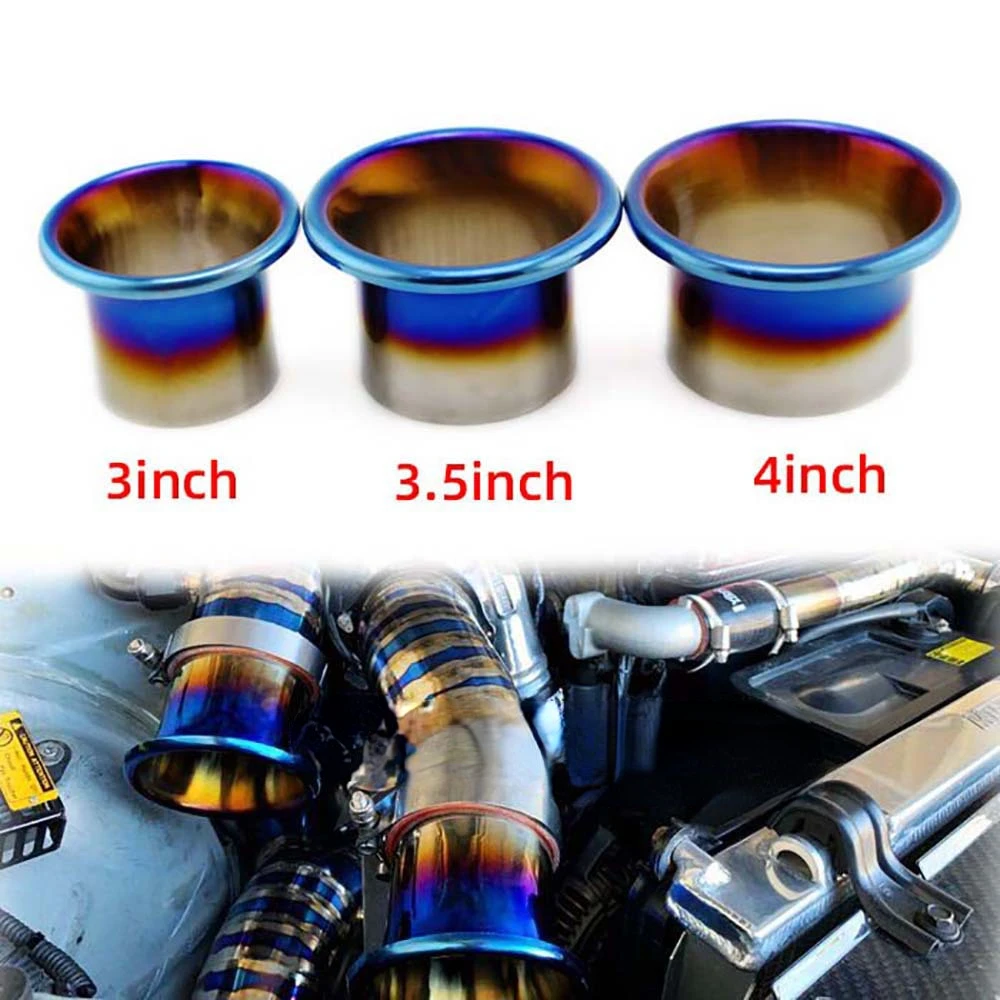 Car modification stainless steel baked titanium blue intake trend universal turbine bell mouth