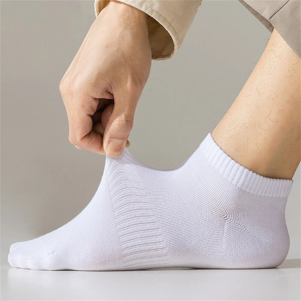 4 Pairs Classic White Black Ankle Socks Business Men Cotton Causel Socks Soft Breathable Summer Autumn Male Boat Socks