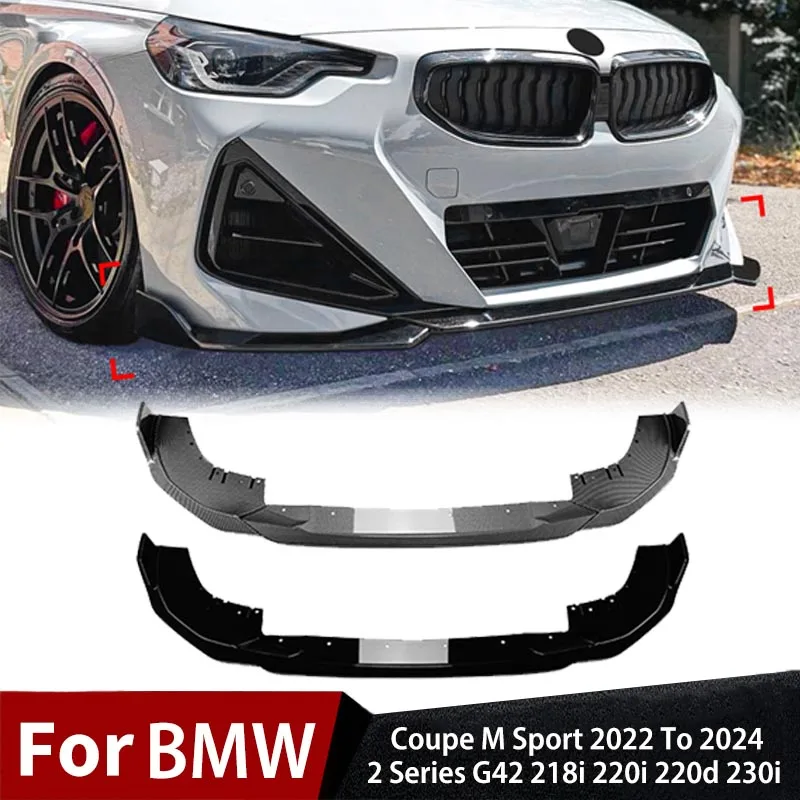 

For BMW 2 Series G42 218i 220i 220d 230i Coupe M Sport 2022 To 2024 Car Front Bumper Lip Spoiler Splitter Diffuser Body Kit Trim