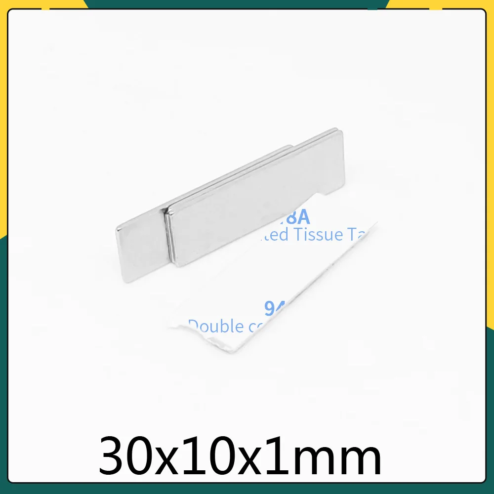 5/10/20/50/100/200PCS 30x10x1mm Block Strong Magnets 30x10x1 Sheet Permanent Neodymium Magnet With 3M Self - Adhesive 30*10*1