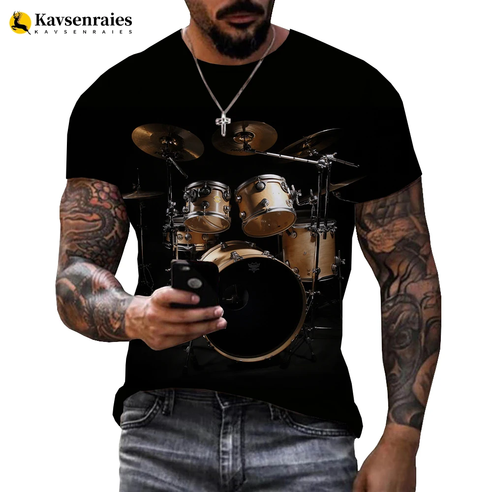 New Summer Men's And Women's 3D Printed T-Shirt Electronic Drum Musical Instrument Rock Music Style Hip-Hop  Tops 6XL