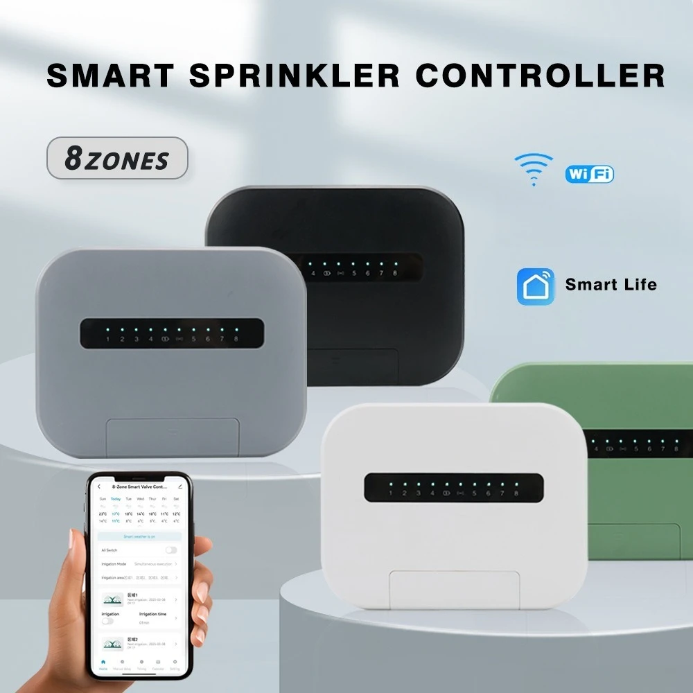 6-channel 8-channel Intelligent Water Valve Irrigation Controller WiFi Timed Planter Waterer for Garden Greenhouse Plant Care
