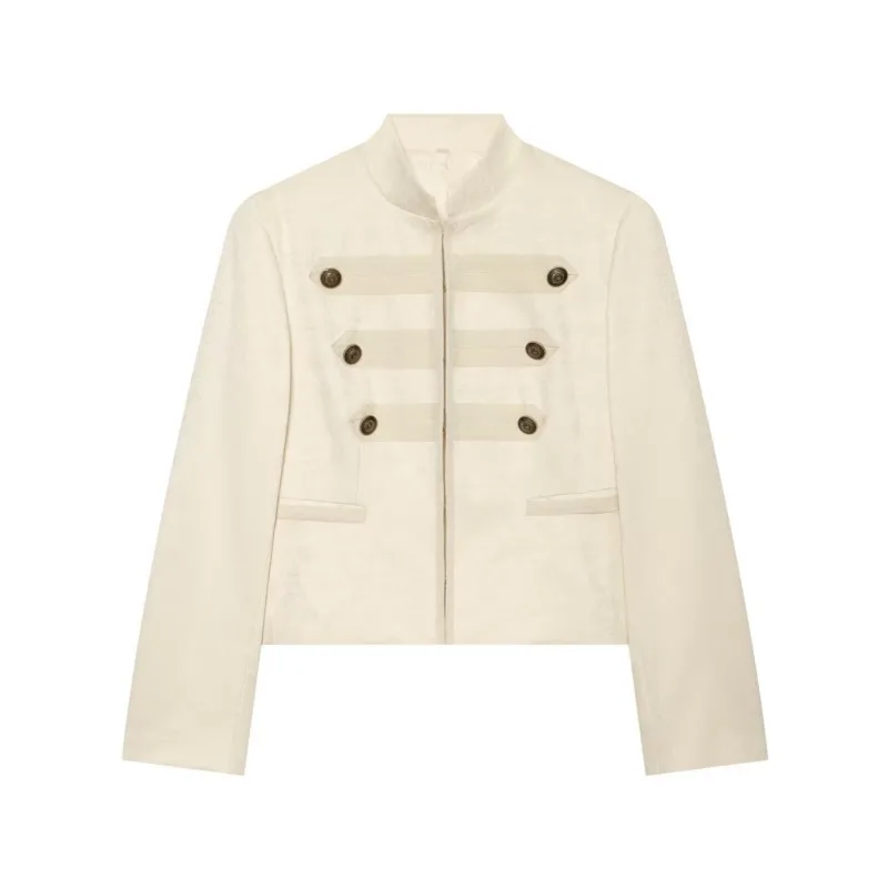 Women's Jackets Coat 2026 New Stand Collar Long Sleeve Metal Button Jacket Causal Fashion Female Slim Outerwear Chic Tops