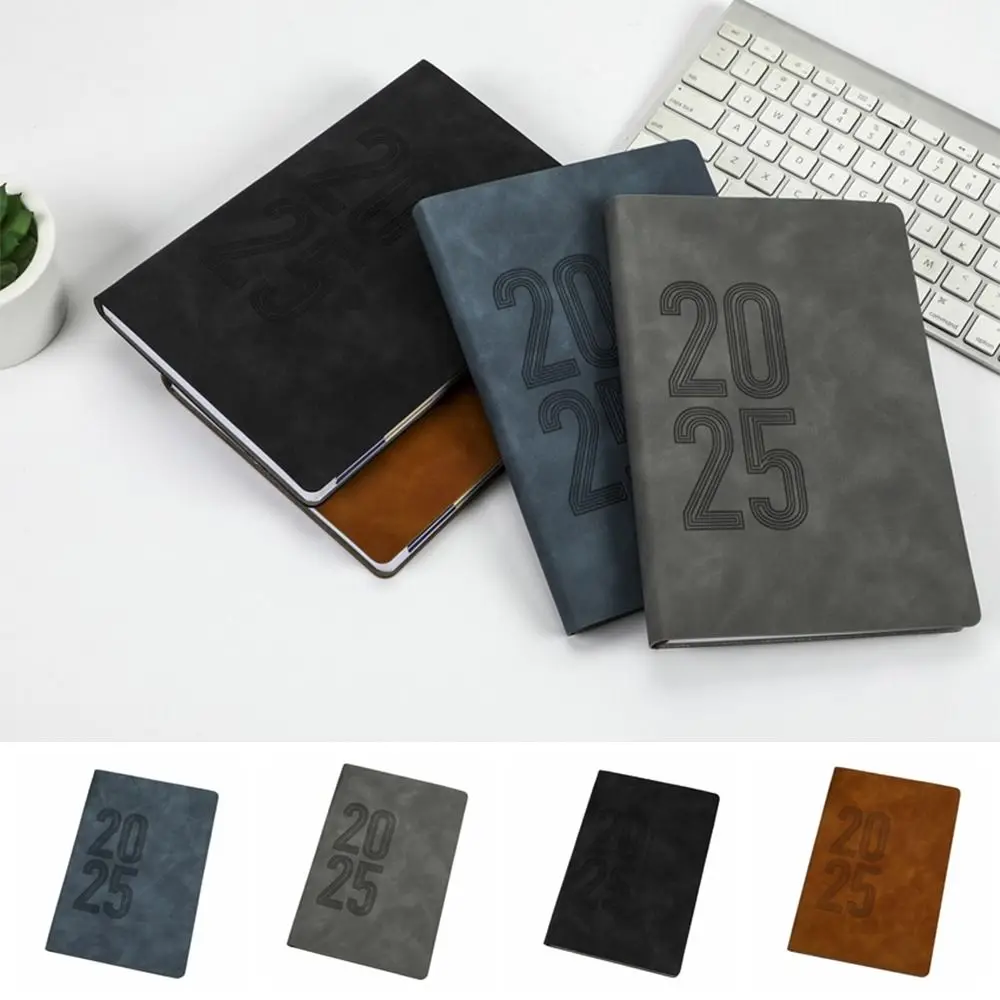 

Yearly Schedule 365 Days Efficiency Notebook Portable Simple Agenda Planning Notepad Soft Leather Cover Texture PU