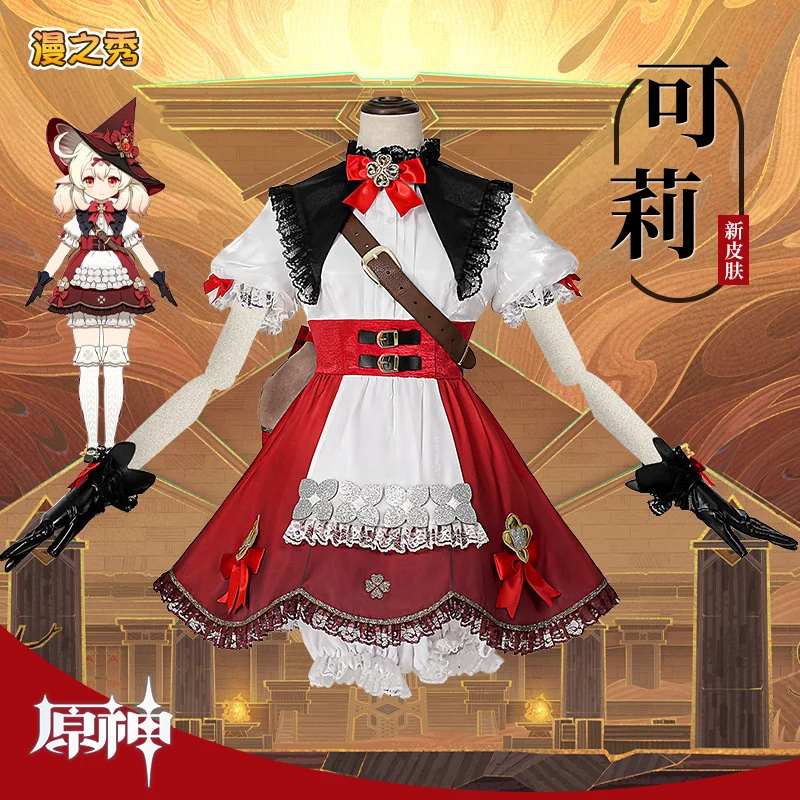 

Game Genshin Impact Klee Cos Costume Cute Little Devil Costume Klee Cute Dress Game Cartoon Set Halloween Cosplay