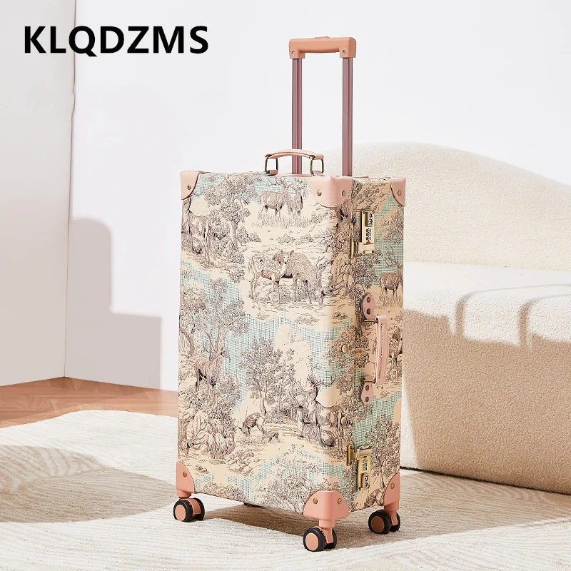 

KLQDZMS 20"24"26"28Inch New Suitcase Women's PU Boarding Box Men's Trolley Bags Student Password Box Set Rolling Luggage