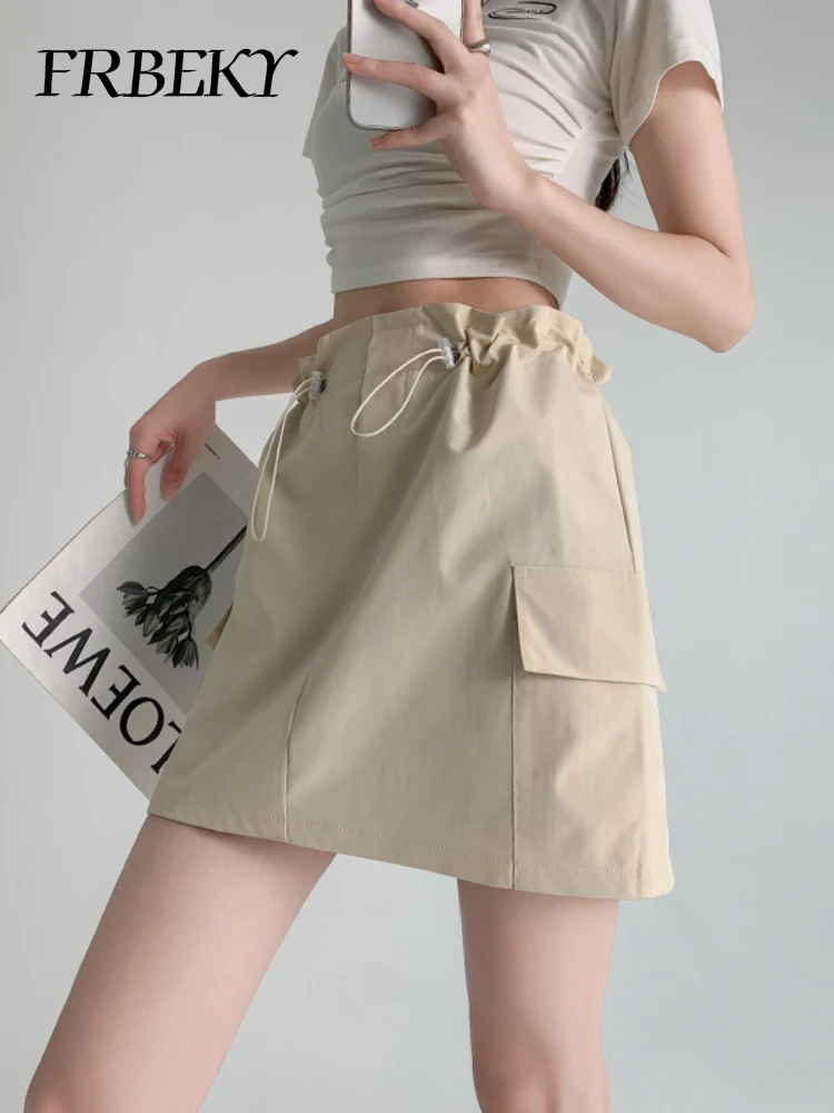 Falda de medio cuerpo ajustada a la cadera, ropa de trabajo, cintura alta, línea A, Color sólido, estilo coreano, Harajuku, novedad de verano