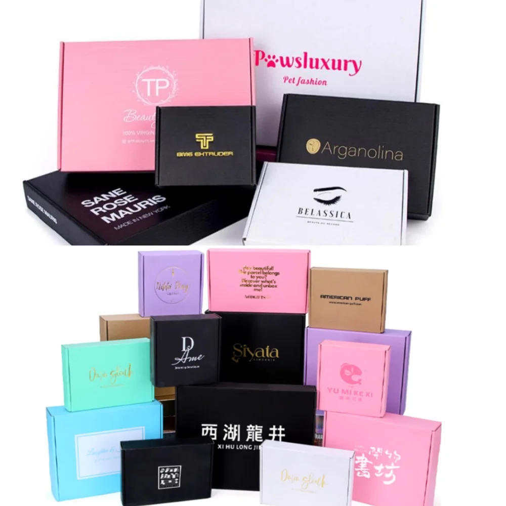 100pcs/lot Print logo Corrugated Paper Box Aircraft Carton Gift Packing Box T-shirt Package Hard Gift Box Custom Made