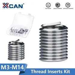 XCAN Stainless Steel Thread Insert M3-M14 Inner Thread Insert Assorted Set Fasteners Hardware Screw Repair Tool 