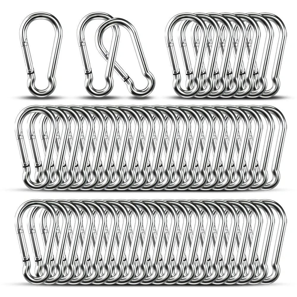Galvanized Iron Metal Carabiner Clip 10PCS, 200LBS Heavy Duty Spring Snap Hooks for Rope Chain Key Rings Outdoor Camping