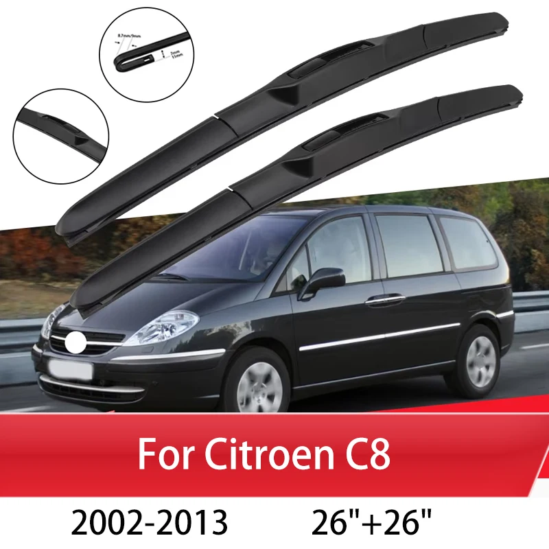 

Car Wiper Blade Front Window Windshield Rubber Silicon Gel Refill Wipers For Citroen C8 2002-2013 26"+26" Car Accessories