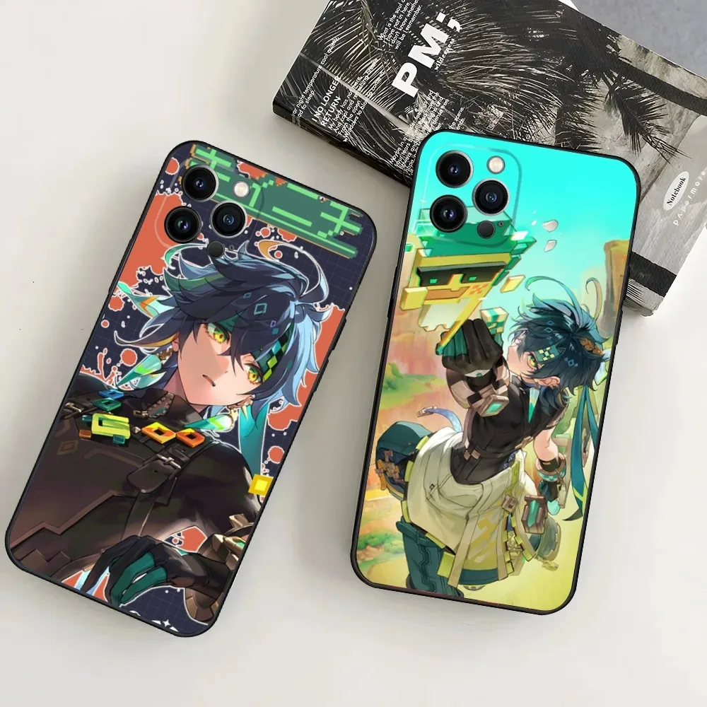 

G-Genshin Impact Kinich Phone Case For iPhone16,15,14,13,12 Mini 11 Pro XR,X,XS,MAX 7,8 Plus Silicone Cover Soft Black
