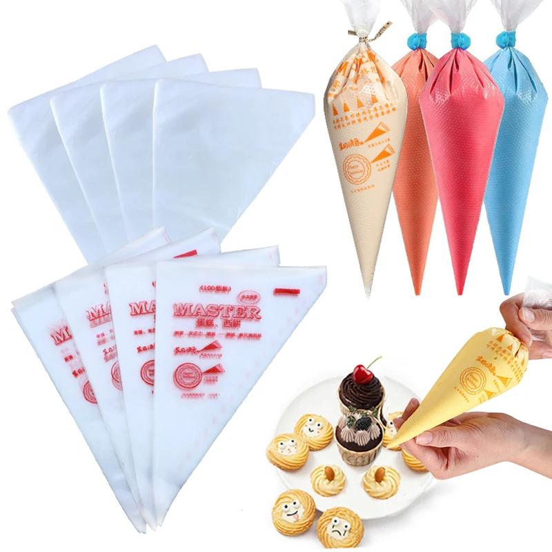 100pcs/lot Disposable Pastry Bag Transparent Plastic Household Kitchen Cake Decoration Cream DIY Tools Cookie Piping Bags TMZ