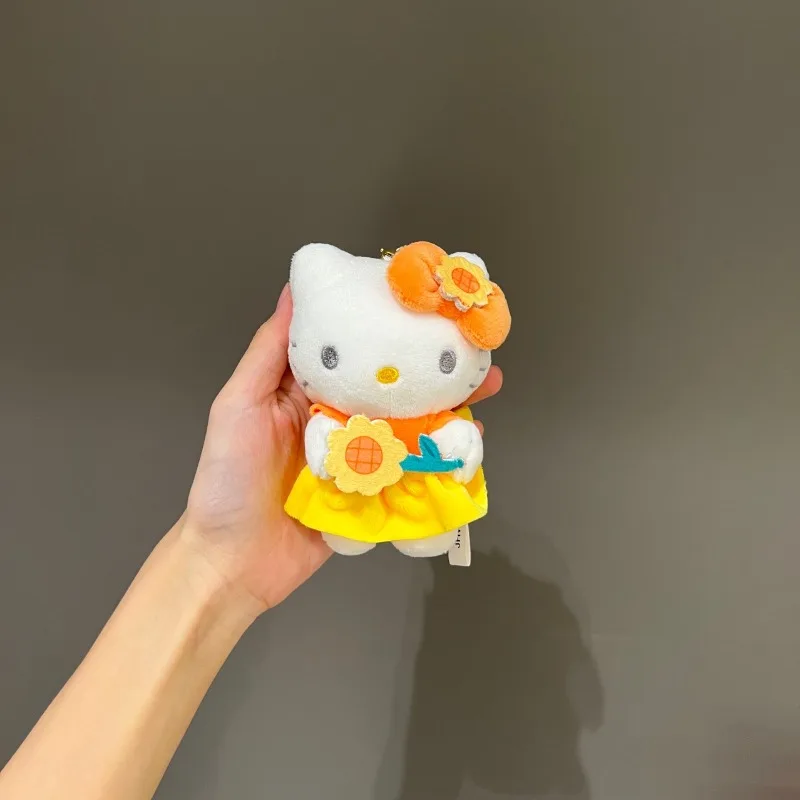 

10 см/3,93 дюйма подсолнух Hello Kitty плюшевая кукла брелок Kawaii аниме периферийные устройства хлопковые игрушки рюкзак для девочек украшение подарок на день рождения
