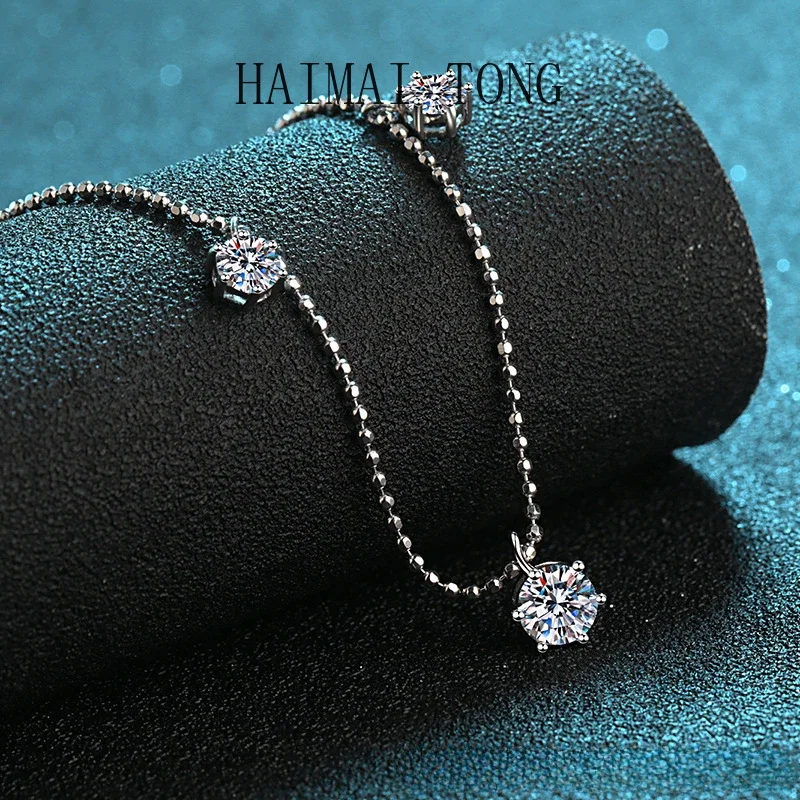 

HAIMAITONG 2025 New PT950 Platinum Necklace six-claw 3.2 carat moissanite necklace gift for women
