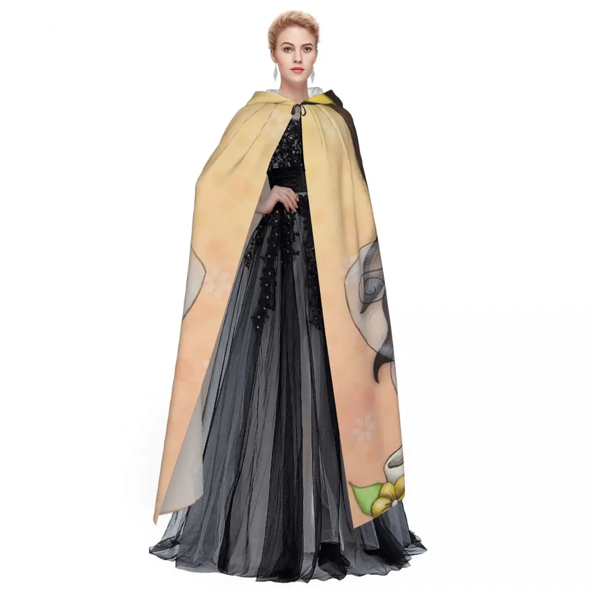 سانتورو جورجوس عباءة طويلة مقنعين الساحرة القرون الوسطى زي تأثيري كيب هالوين مصاص دماء الكبار للجنسين