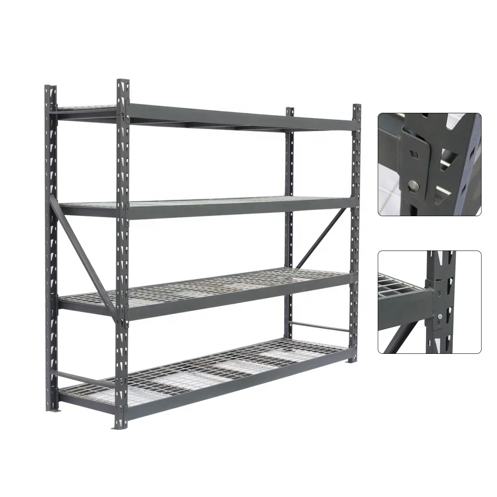 Industrial Heavy Duty Metal Wire Mesh Shelving,4 Tier Adjustable Boltless Rack, Storage Shelving