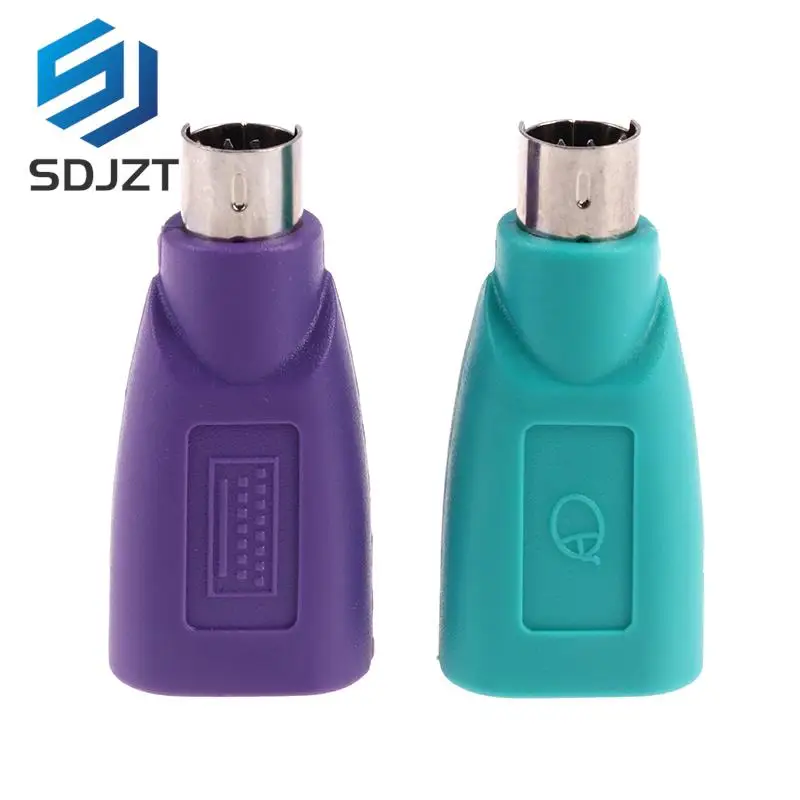 1/2pcs Converter Keyboard Mouse PS2 PS/2 To USB Adapter Converter For Usb Keyboard Mouse Accessories Purple +Green