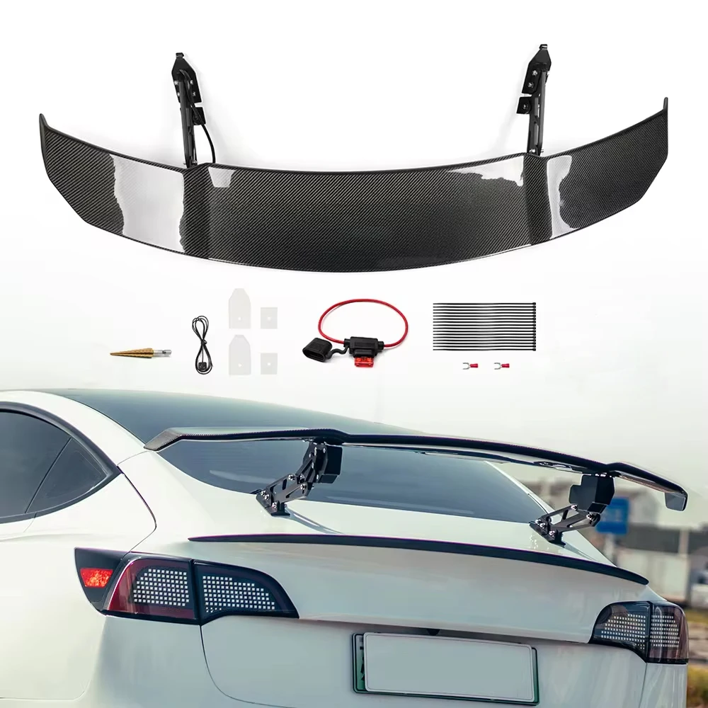 Universial Carbon Fiber Car Electric Spoiler Automatic Side Board Cover Rear Roof Wing Car Spoiler