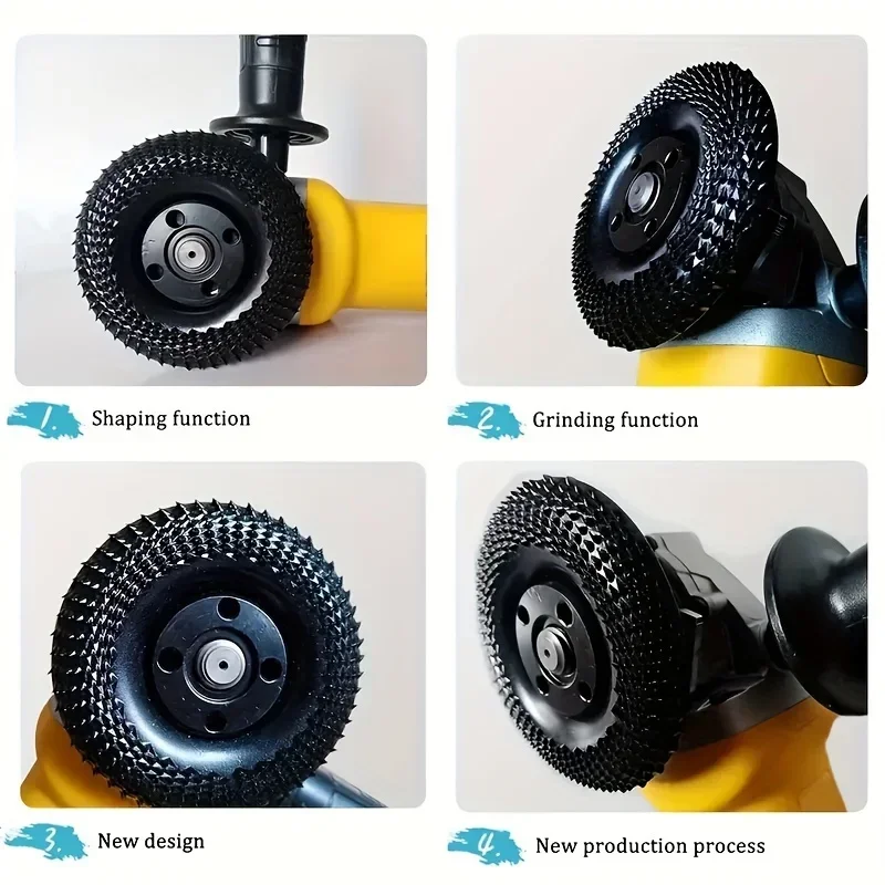 Mola angolare per legno rotonda da 4 pollici Disco abrasivo Smerigliatrice angolare Rivestimento in metallo duro 22mm Foro Modellatura Levigatura Intaglio Utensile rotante
