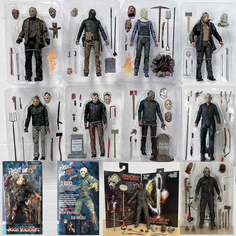 NECA Friday The 13th Figure Toys Freddy Jason Voorhees Blood Action Figure Jason Collectible Model Christmas Halloween Gifts