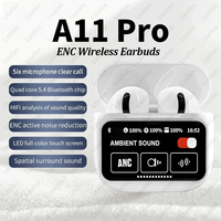 A11 Pro TWS Wireless Earbuds Touch Control LCD Screen Earphone with ENC Noise Cancelling Super Bass Premium Sound Long Battery