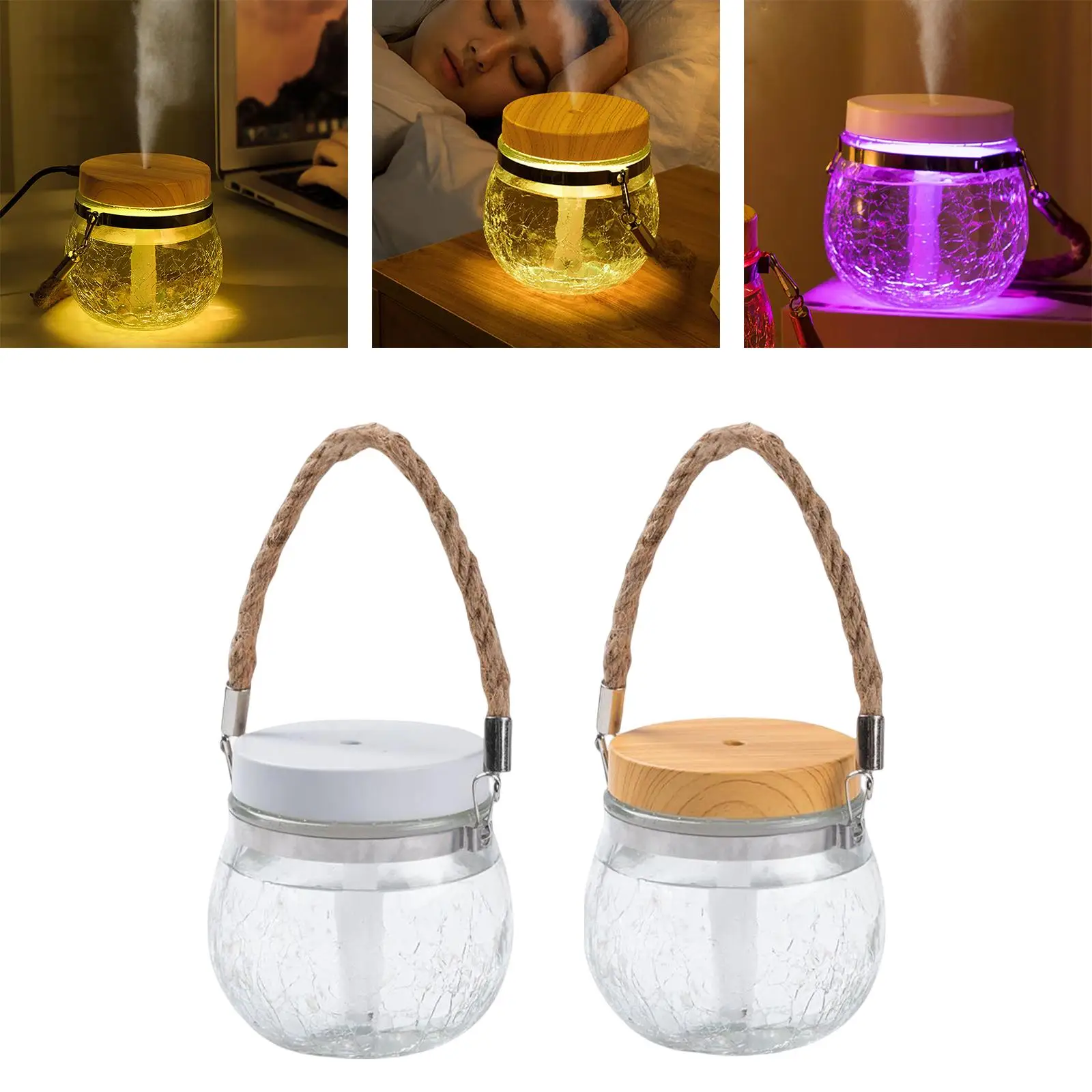 Small Mini USB Air Humidifier for Bedroom with Night Light Mist Maker Silent