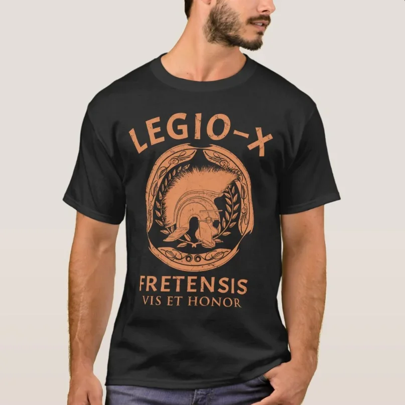 100% Cotton O-Neck Short Sleeve Casual Mens T-shirt Size S-5XL Legio X Fretensis Roman legion centurion helmet SPQR T-Shirt