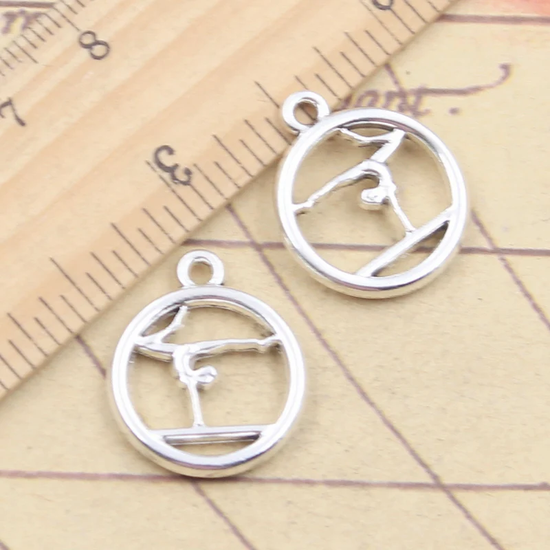 10pcs Charms Yoga Player Gymnastics Gymnast Sporter 22x18mm Tibetan Silver Color Pendants Antique Making DIY Handmade Craft