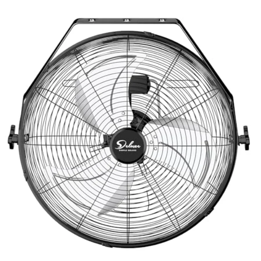 

18 Inch Industrial Wall Mount Fan, 3 Speed Metal Fan for Warehouse, Greenhouse, Workshop, Patio, Factory and Basement, Black