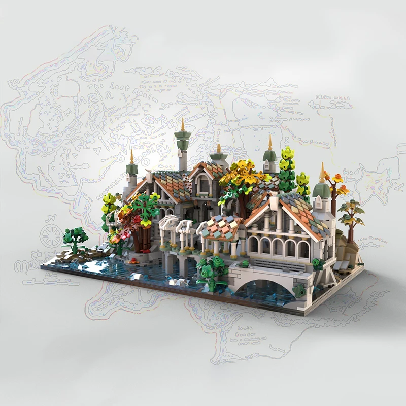 MOC Movies Lords Ringsed Scene Architecture Rivendell Model Building Blocks MOC-182098 Ideas Set Assemble Bricks Toys Gifts