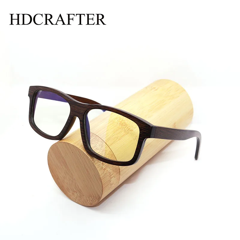 HDCRAFTER Real Wood Bamboo Eyeglasses Frames Men Women Vintage Prescription Myopia Optical Glasses Frame anti blue light Glasses