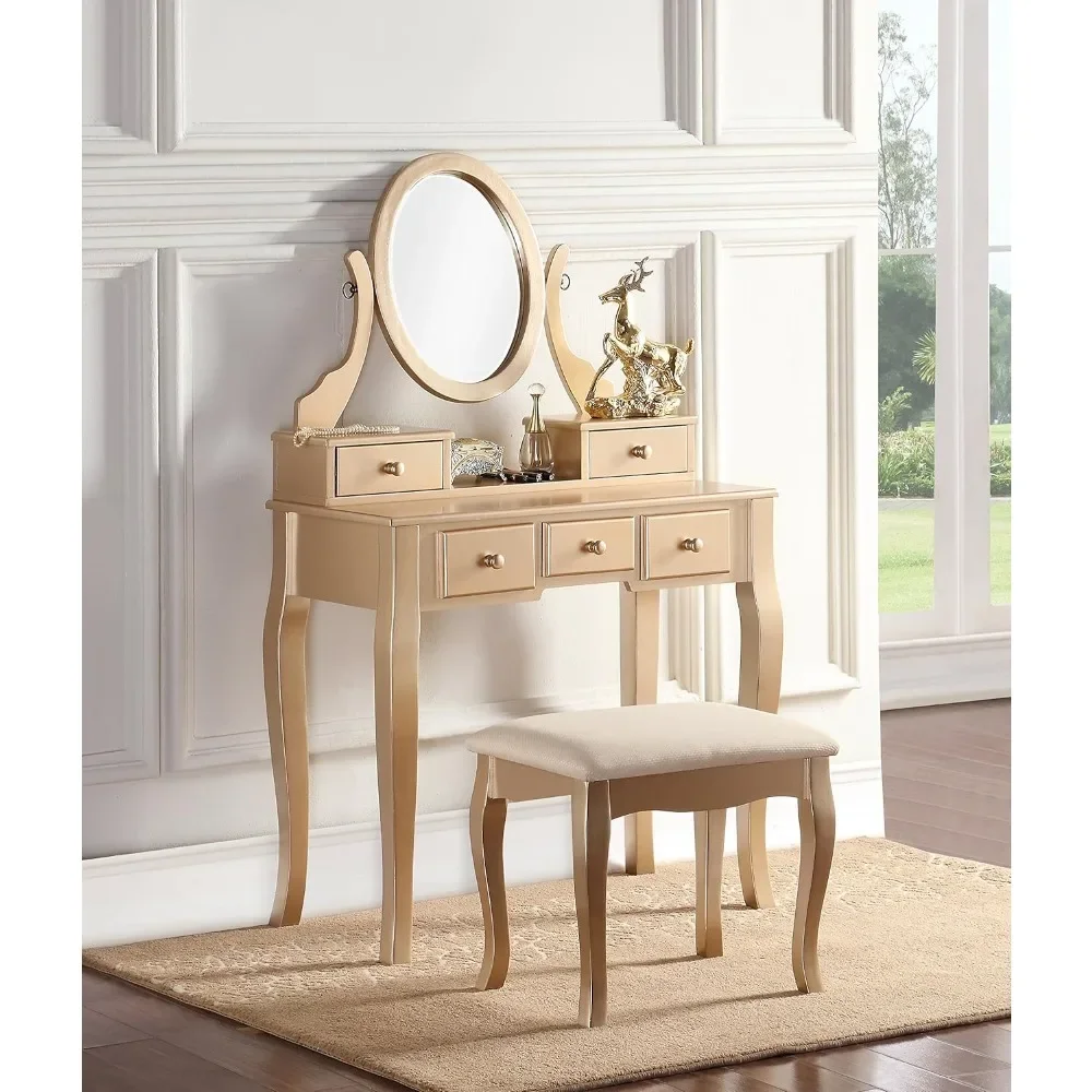 

Ashley Wood Makeup Vanity Table and Stool Set,