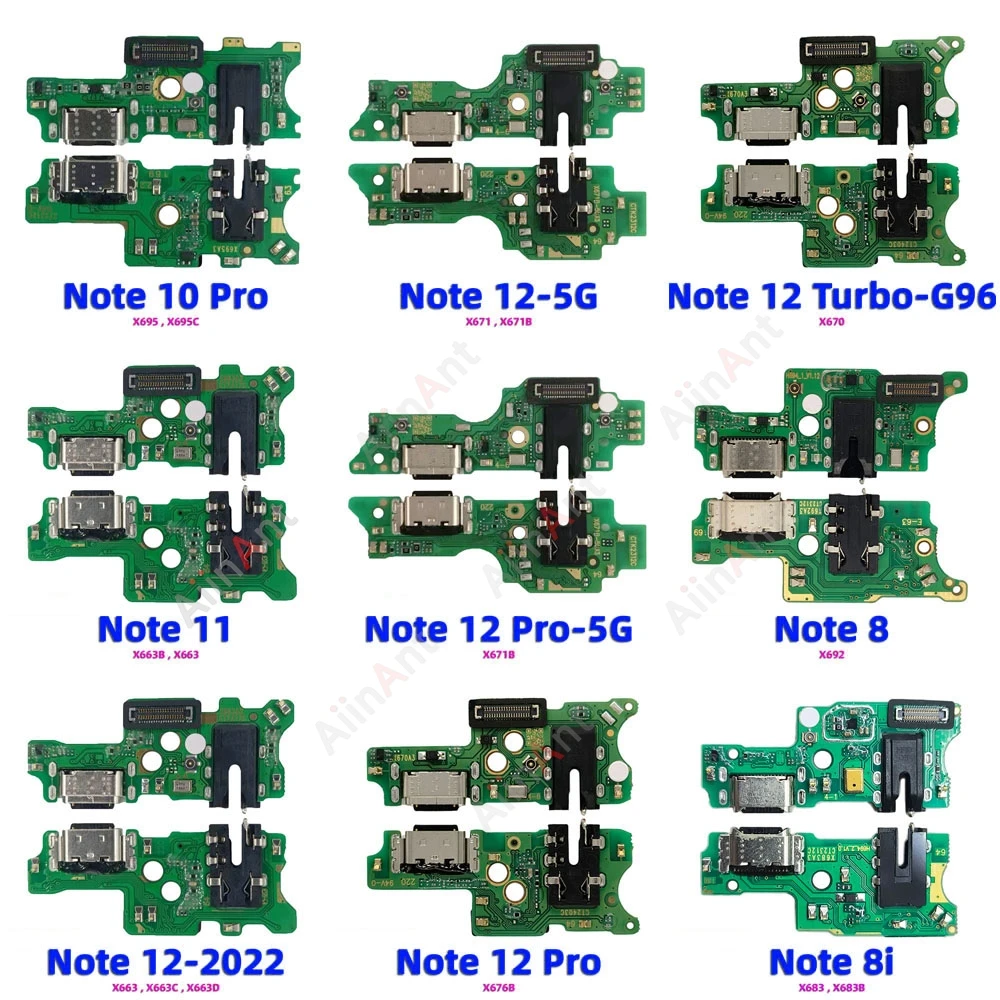 AiinAnt For Infinix Note 8 8i 10 11 11s 12 12i Pro Vip Turbo 5G Dock Mic USB Charger Board Charging Connector Port Flex Cable