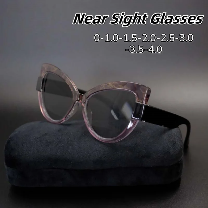 

2025 Full Frame Cat Eye Myopia Sunglasses Personalized Outdoor Street Photography UV Protection Shades Glasses 0 TO -4.0