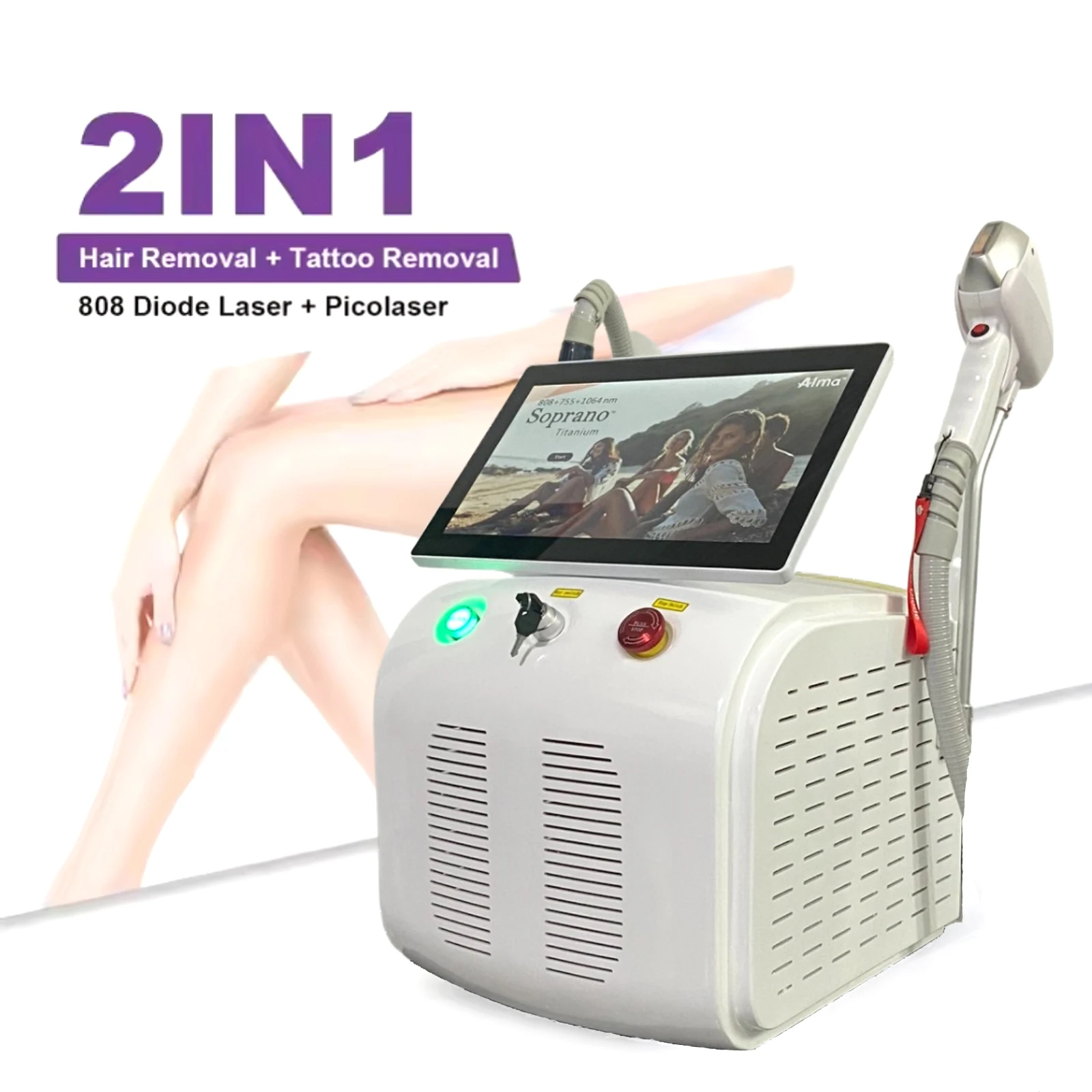 

2-in-1 Multifunction Picosecond Tattoo Removal 808nm Diode Laser Hair Removal Machine Q Switched Nd Yag Laser For Hair Removal