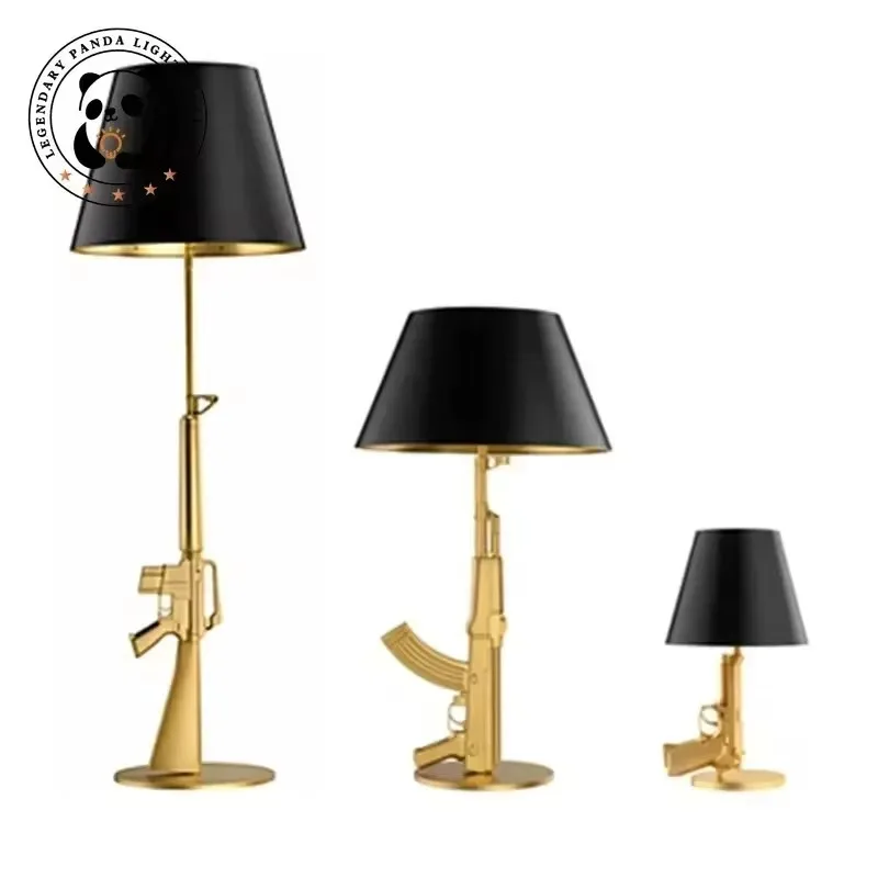 Modern Room Decor M16 Gun Table Lamp Led E27 Ornaments Resin Desk Light Firearms AK47 Souvenir Standing Light Bedroom Loft Study