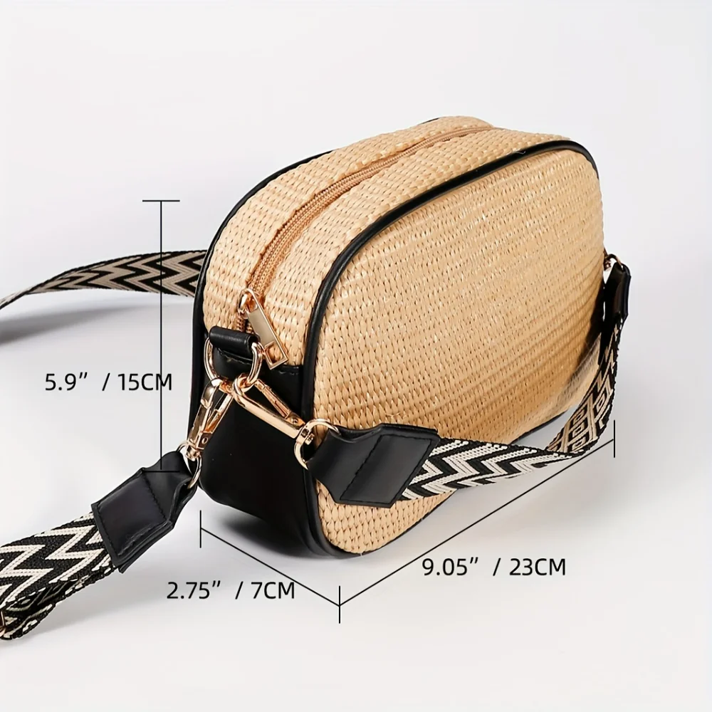 

Casual Woven Straw Crossbody Bag For Women, Style, Adjustable Wide Shoulder Strap, Ladies Waist Pack Jw pei Bogg