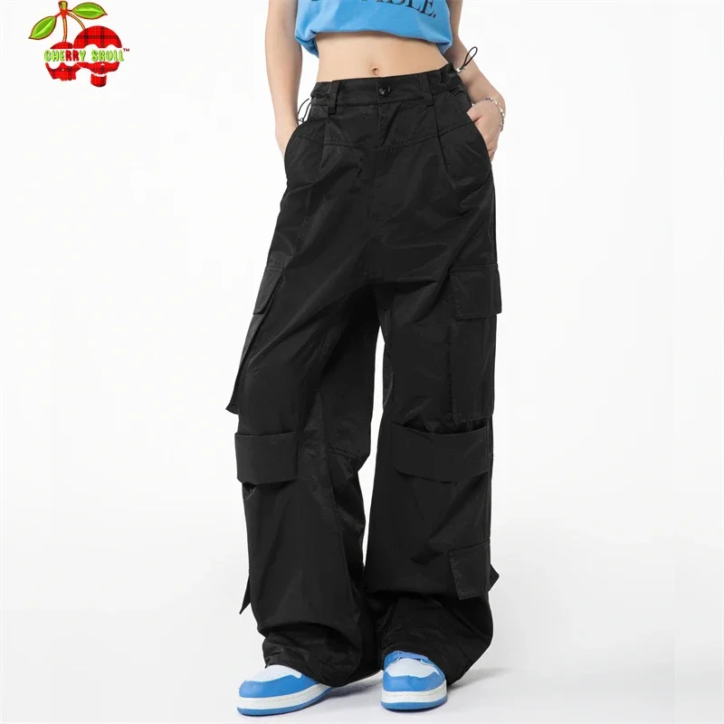 

Multi-pocket Cargo Pants Womens Ladies Fashion Gothic Clothing Wide Fluid Pants Woman Trousers Youthful Women Baggy Sweatpants