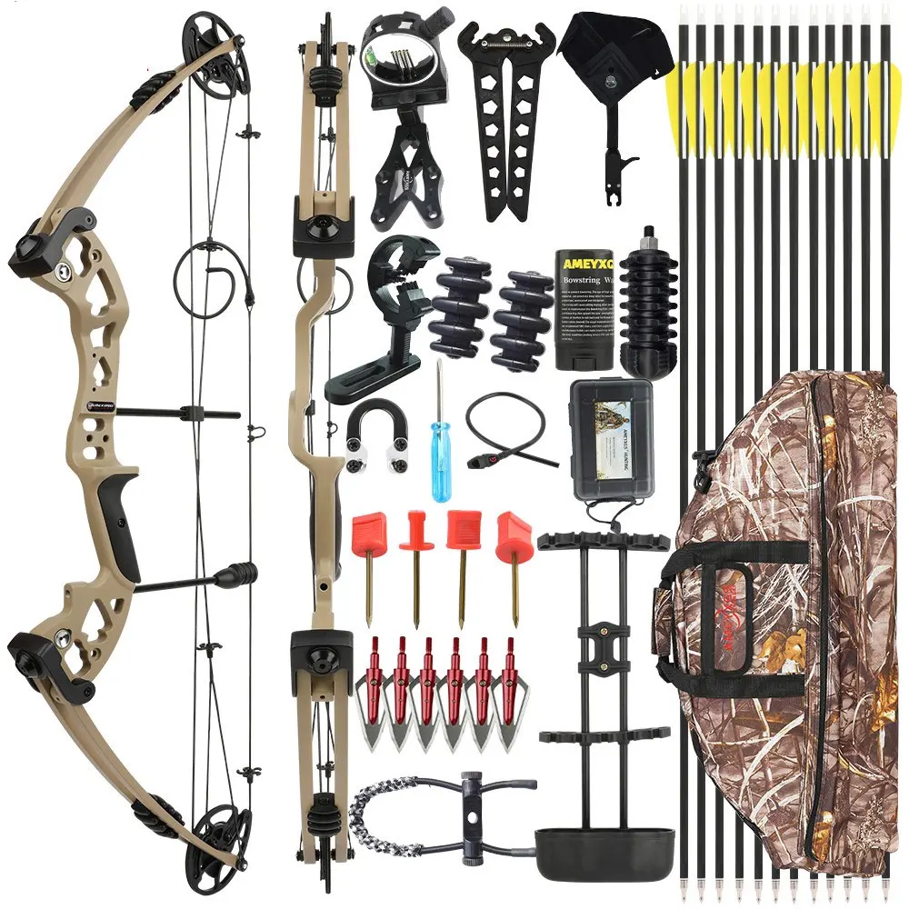 30-55lbs مجمع القوس قابل للتعديل السهام عدة 310fps 70% Let-off الرماية الصيد الصيد الكبار الهدف اطلاق النار اليد اليمنى في الهواء الطلق