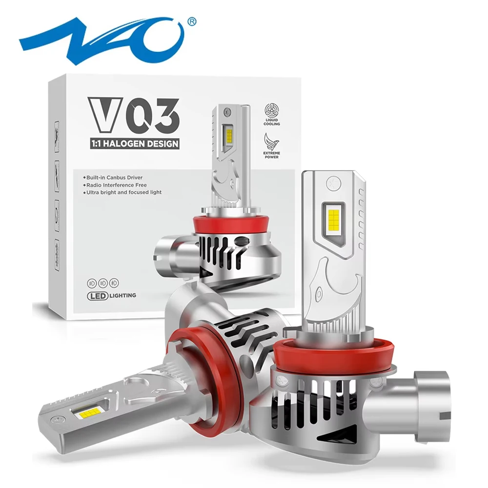NAO-Ampoule LED blanche pour voiture avec ventilateur, lampes antibrouillard, lumière de sauna, H7, H11, H4 Canbus No Brave, H8, H9, 9005, 9006, HB3, HB4, 6500K, 12V