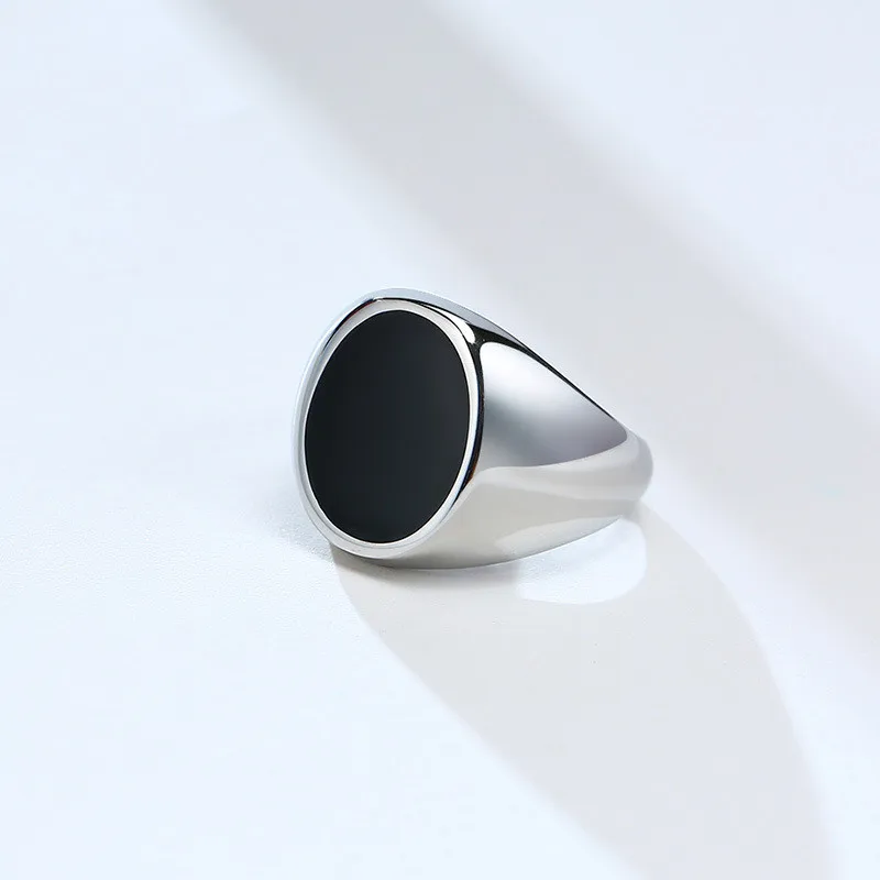 Men's Gothic Punk Signet Ring with Round Square Top