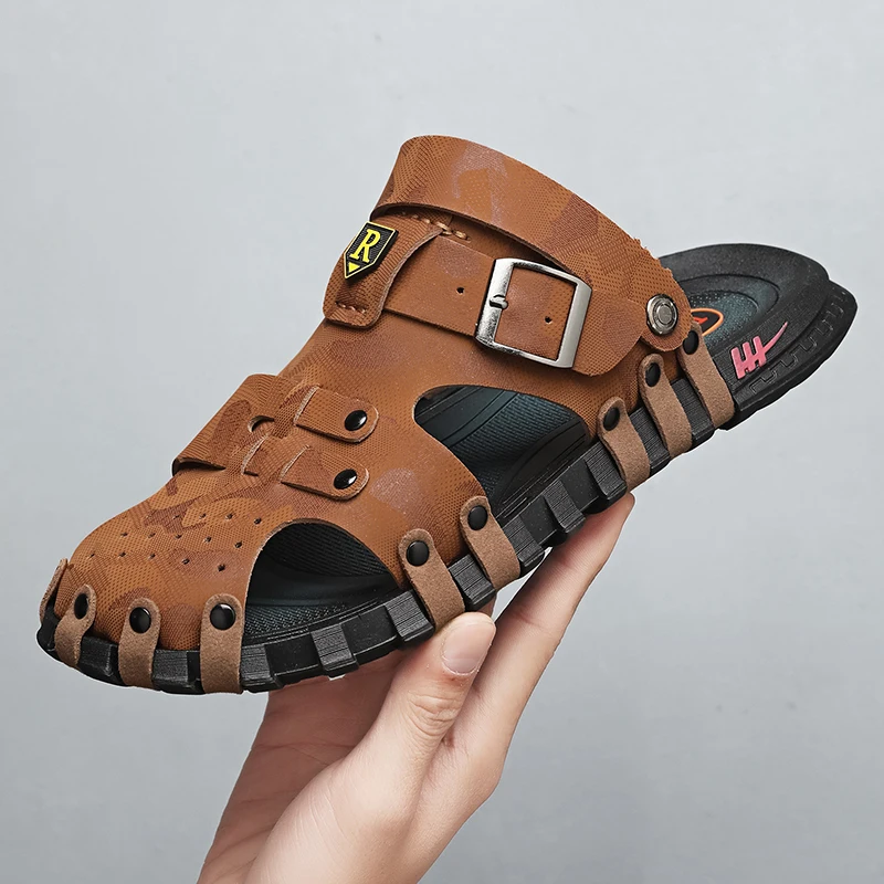 Men's Sandals Antiskid Beach Outdoor Sports Sandals Wadable Durable Hiking Gladiator Flat Sandals for Men