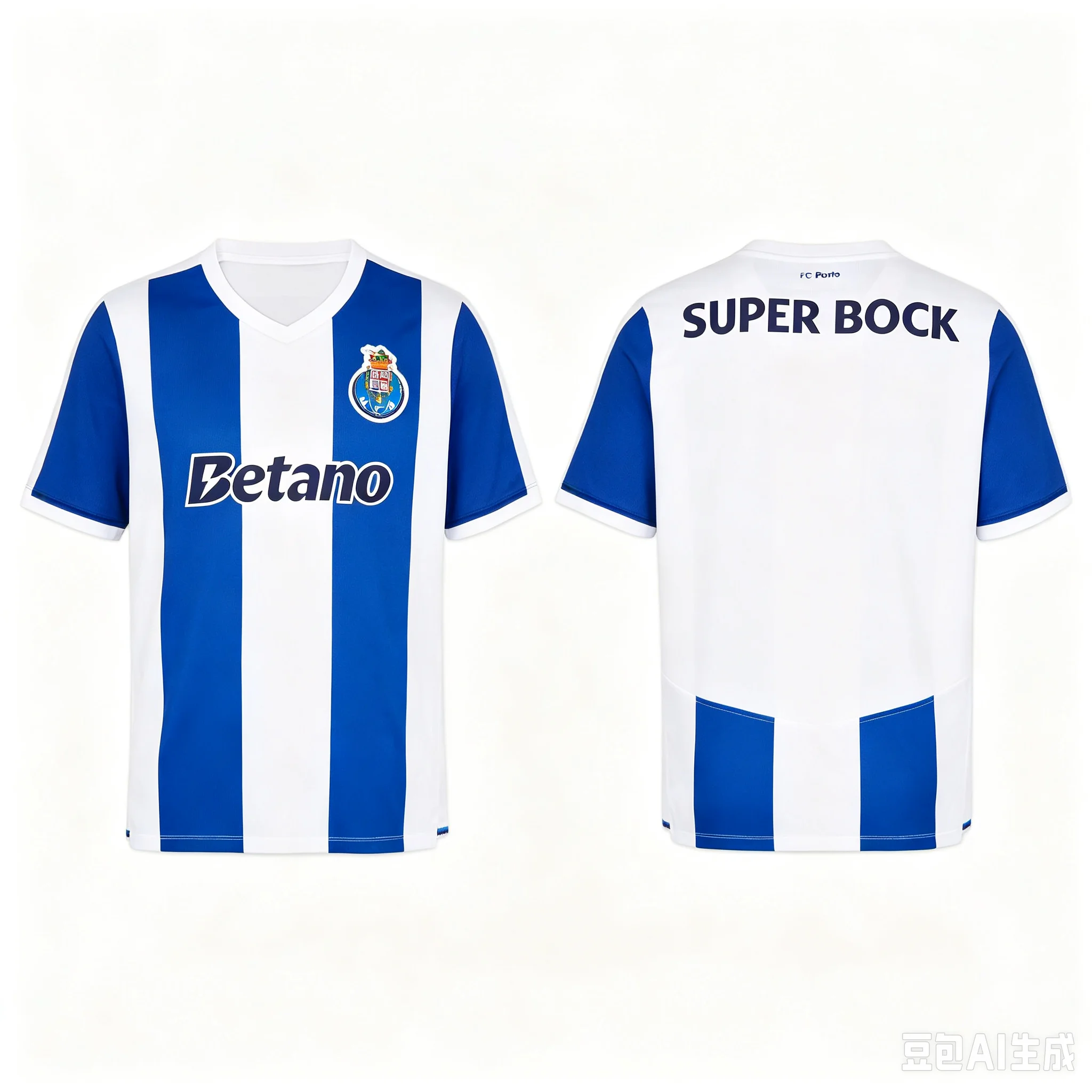2026-27 New Porto Jersey with Wide Blue and White Vertical Stripes Trendy Casual Quick-drying Sports T Shirt Family Matching