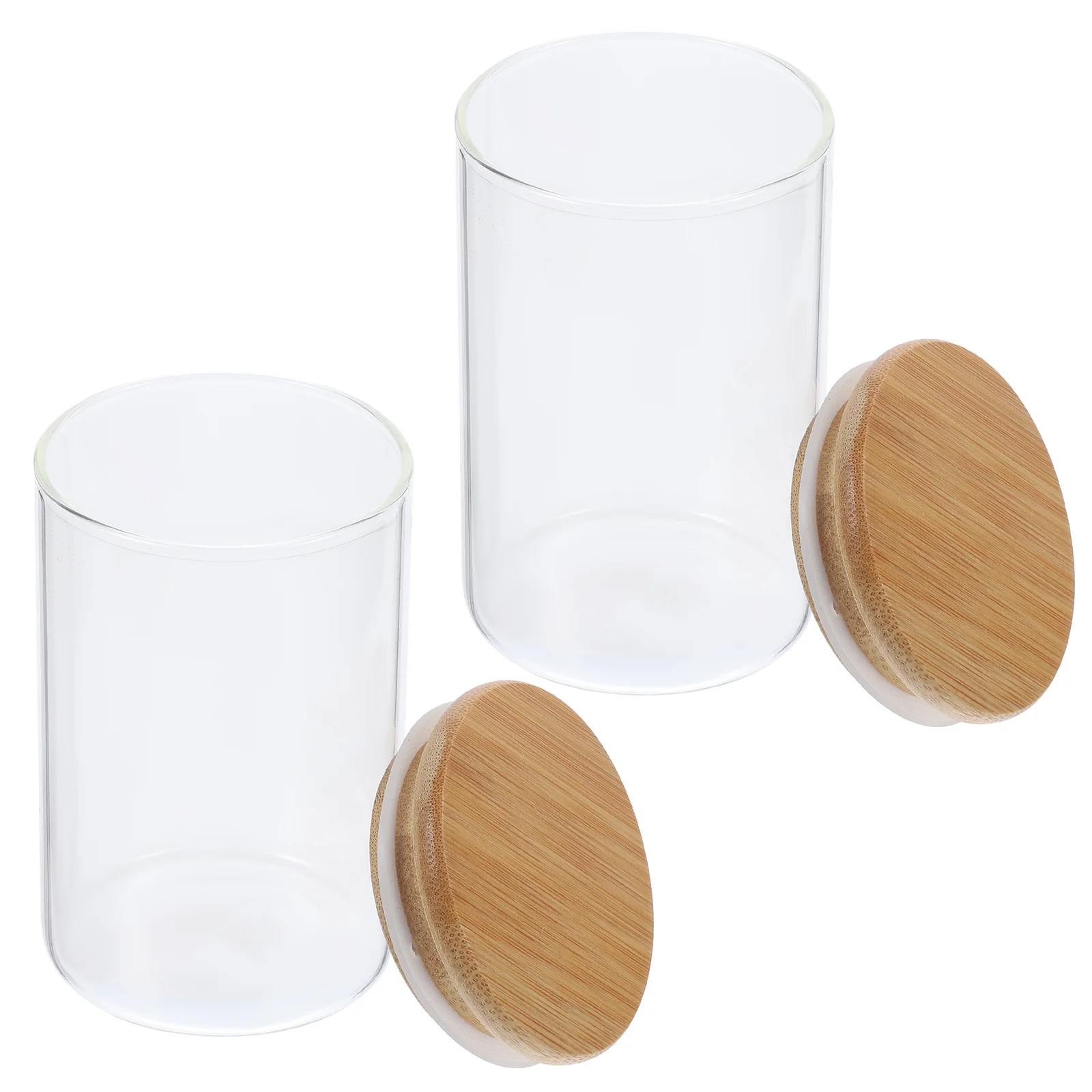 

2 Pcs Cotton Swab Storage Box Small Items Jar Swabs Pads Glass Clear Ball Jars Bathroom Organizer Container Restroom