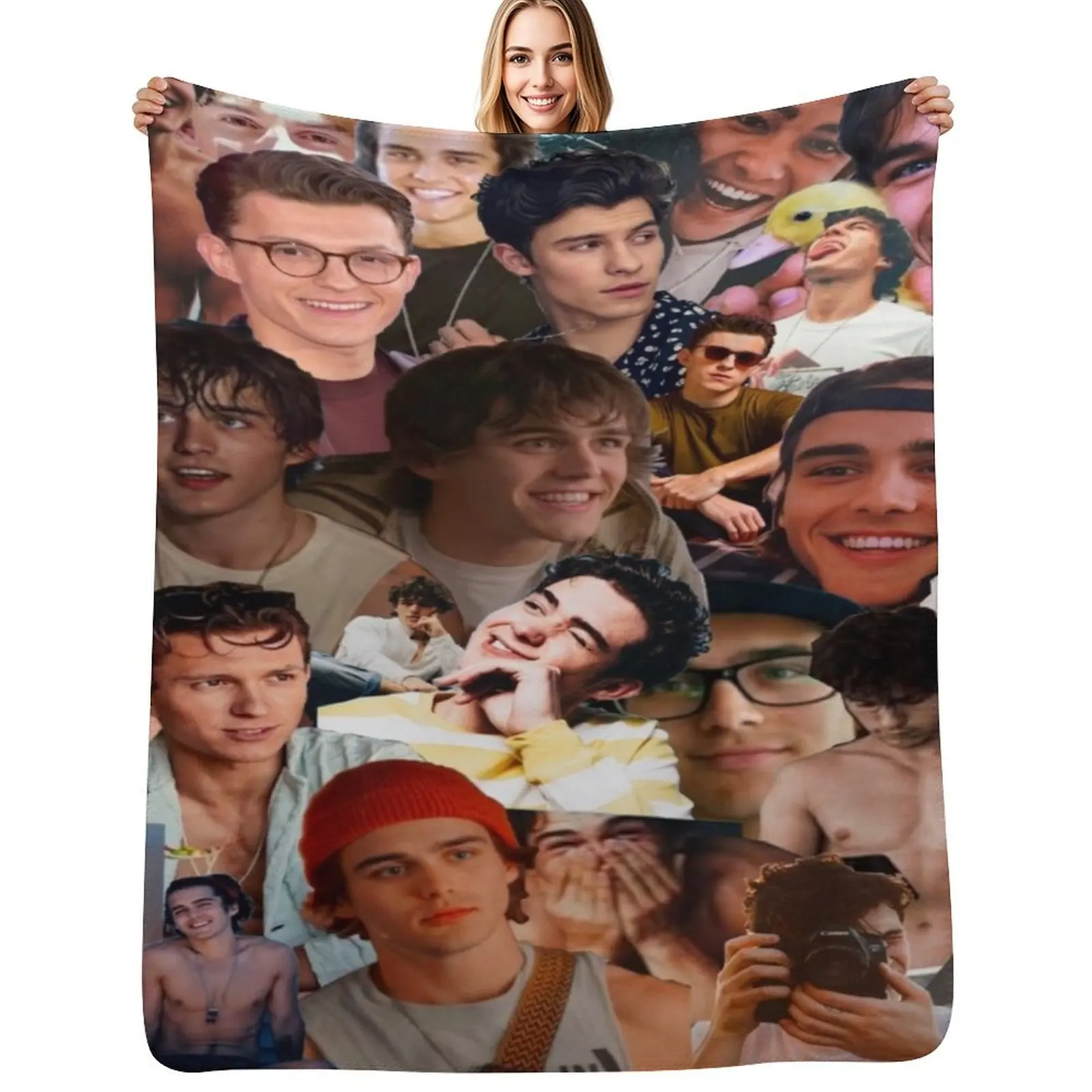 

Men collage Throw Blanket Furry Retros Softest Flannel Blankets