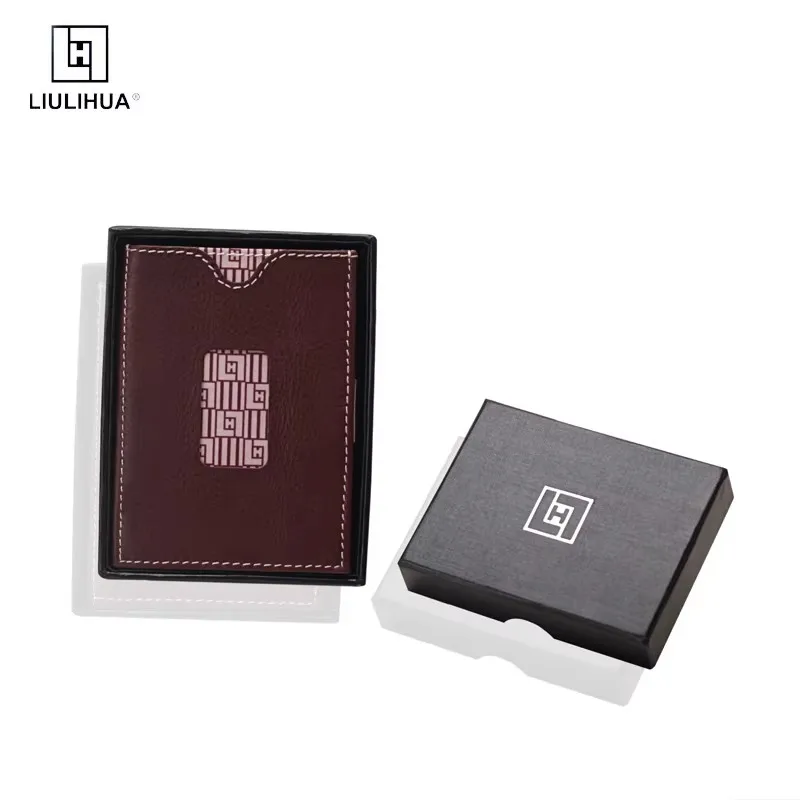 LIULIHUA Leather Multifunctional Wallet Mini Card Holder Men Unique Fashion  Wallet with Stainless Steel LockTrihold same wal