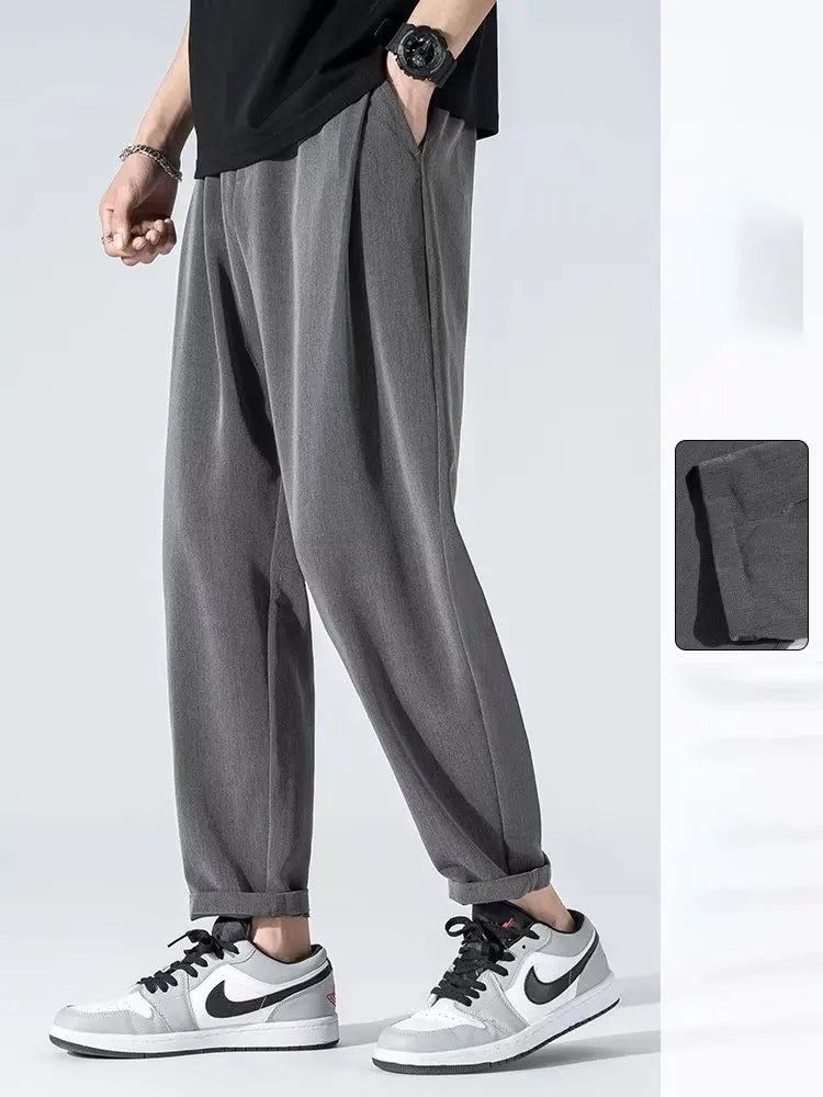 Hanging fashion beautiful casual pants men summer and autumn new relaxed pants solid color comfortable trousers